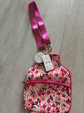 Pink Floral Crossbody pickleball paddle case